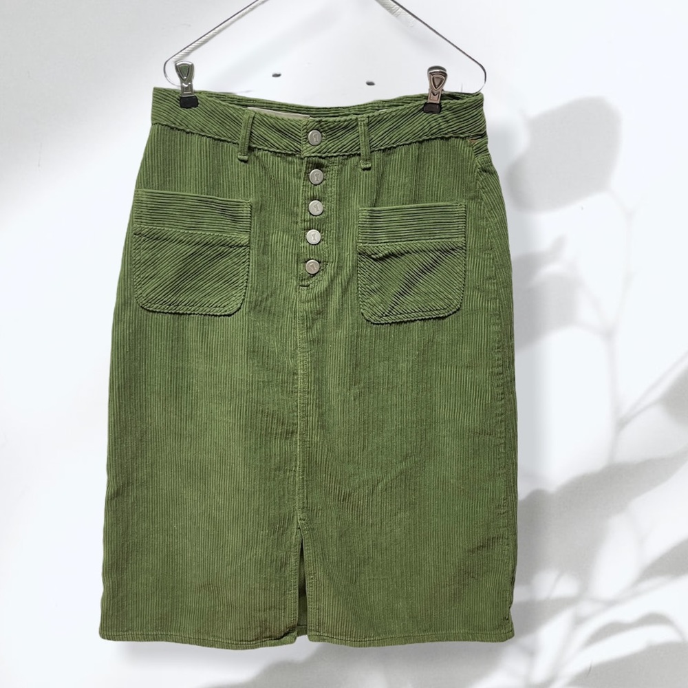 Sold Anthropologie Pilcro green Corduroy Skirt - Picture 2 of 8